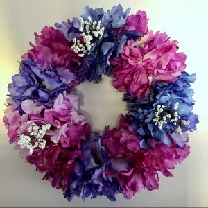Hand Crafted | Floral Wreath Faux Iris Hydrangea